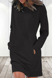 hulianfu Casual Solid Solid Color O Neck Long Sleeve Dresses(6 Colors)