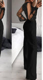 hulianfu Sexy Elegant Patchwork Patchwork V Neck Straight Jumpsuits