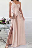 hulianfu Elegant Formal Solid Asymmetrical Solid Color One Shoulder Irregular Dress Dresses(7 Colors)