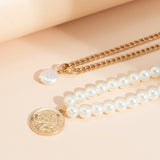 hulianfu Casual Geometric Patchwork Pearl Necklaces