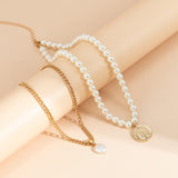 hulianfu Casual Geometric Patchwork Pearl Necklaces