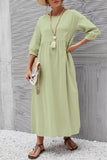 hulianfu Casual Solid Solid Color O Neck A Line Dresses(11 Colors)