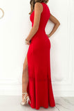 hulianfu Celebrities Elegant Solid Slit Fold V Neck Evening Dress Dresses(4 Colors)