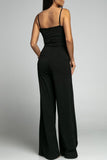 hulianfu Celebrities Simplicity Solid Slit Solid Color Square Collar Regular Jumpsuits(6 Colors)