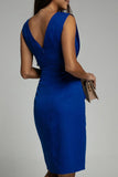 hulianfu Celebrities Elegant Solid Slit Fold V Neck Evening Dress Dresses(4 Colors)