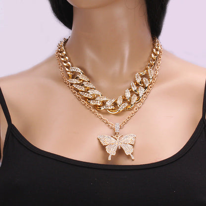 hulianfu Cuba Chain Large Butterfly Necklace