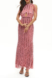 hulianfu Celebrities Elegant Solid Sequins Patchwork O Neck Evening Dress Dresses