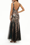 hulianfu Elegant College Patchwork Sequins V Neck Evening Dress Dresses