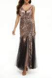 hulianfu Elegant College Patchwork Sequins V Neck Evening Dress Dresses