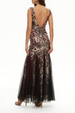 hulianfu Elegant College Patchwork Sequins V Neck Evening Dress Dresses