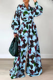 hulianfu Casual Floral Patchwork Turndown Collar Long Sleeve Two Pieces(7 Colors)