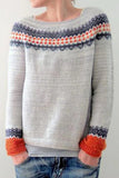 hulianfu Casual Color Block Contrast O Neck Sweaters(8 Colors)