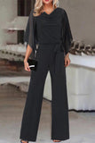 hulianfu Casual Solid Bandage Asymmetrical Collar Straight Jumpsuits(4 Colors)