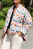 hulianfu Casual Floral Pocket Turndown Collar Outerwear