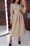 hulianfu hulianfu Elegant Solid Color Long Sleeves Midi Dresses