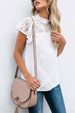 hulianfu Summer Geometric Stitching Lace Short Sleeves Tops (6 Colors)