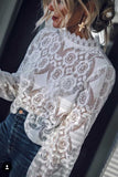 hulianfu hulianfu Solid Lace Tops(2 Colors)