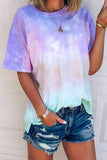 hulianfu O Neck Tie-dye Multicolor T-shirt