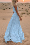 hulianfu V Neck Dot Printed Floor Length Dress(3 Colors)