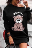 hulianfu hulianfu Bear Print Long Sleeve Sweatshirt Dress