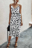 hulianfu hulianfu V Neck Print Dress With Belts(4 Colors)