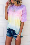 hulianfu O Neck Tie-dye Multicolor T-shirt