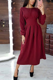 hulianfu hulianfu Elegant Solid Color Long Sleeves Midi Dresses