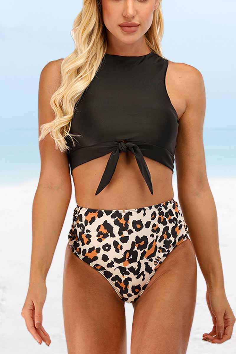 hulianfu Two-Piece High Waist Sexy Leopard Swimsuit(3 colors)