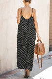 hulianfu Spotted Print Strap Sexy Maxi Dress