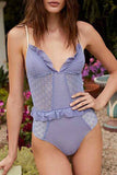 hulianfu Solid Mesh Lace One-piece Swimsuit(3 Colors)