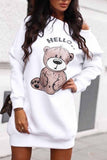 hulianfu hulianfu Bear Print Long Sleeve Sweatshirt Dress