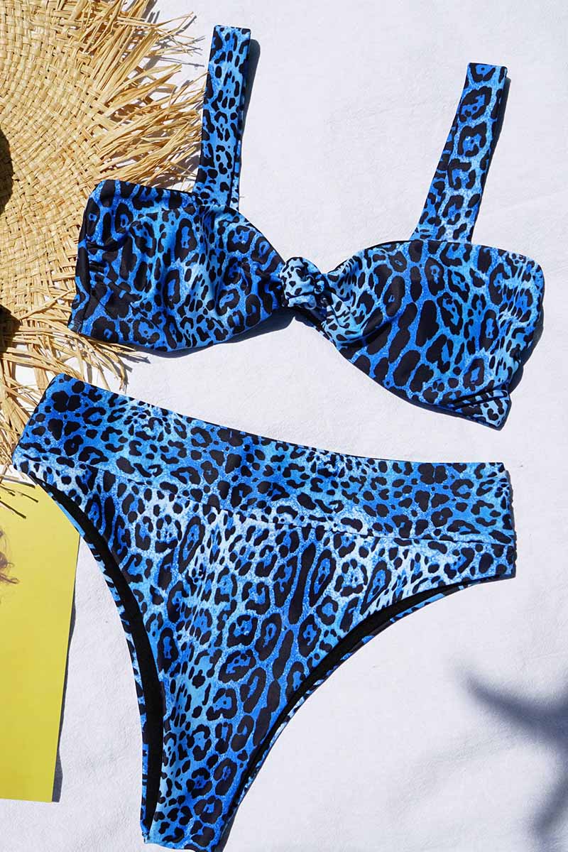 hulianfu Leopard Blue Bikini Sets