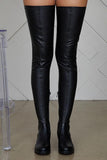 hulianfu Solid Color On-trend Thigh-Length Boots