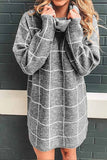 hulianfu hulianfu High Collar Plaid Loose Mini Dress