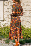 hulianfu hulianfu Printed Long Sleeve 4 Colors Midi Dress