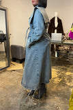 hulianfu Denim On-trend Denim Overcoat With Belt