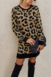 hulianfu hulianfu Leopard Print Oneck Mini Dress