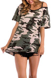 hulianfu Camouflage Strapless T-shirt