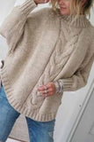 hulianfu Turtleneck Loose Knitted Pullover Jumper Sweater(3 Colors)