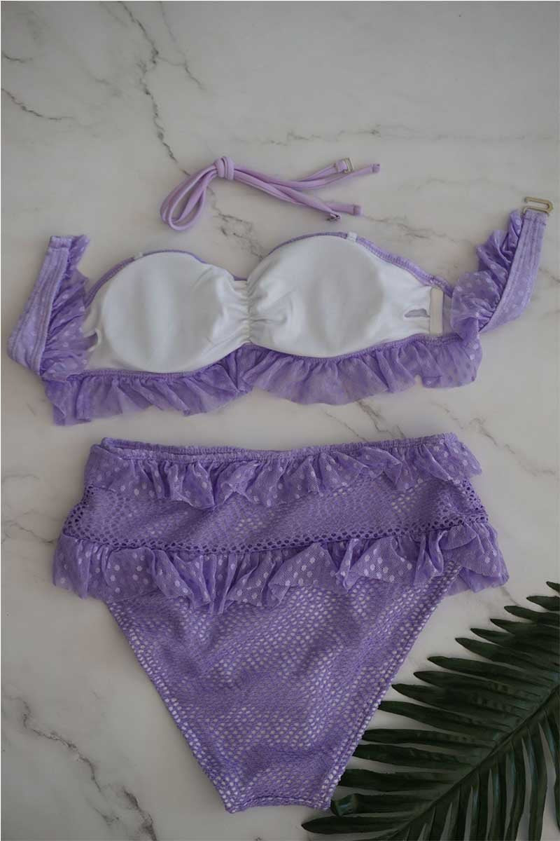 hulianfu Lace Mesh High Waist Bikini Swimwear(3 Colors)