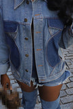 hulianfu Metal Decor Hollow-Out Modern Denim Jacket