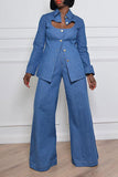 hulianfu Solid Color Unique Cut-out Pant Suit