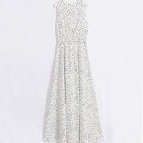 hulianfu V Neck Dot Printed Floor Length Dress(3 Colors)