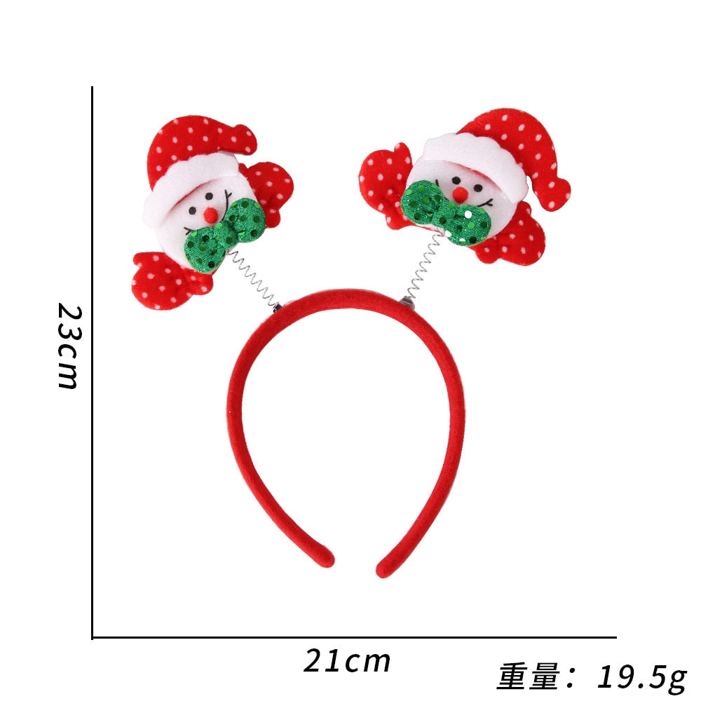 HULIANFU 2023 Cartoon Red Christmas Hair Band Santa Claus Snowman Antlers Headband Merry Christmas Decor Adult Kids Naviidad Gifts Noel Toys