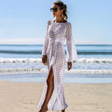 hulianfu New Knitted Beach Cover Up Women Bikini Swimsuit Cover Up Hollow Out Beach Dress Tassel Tunics Bathing Suits Cover-Ups Beachwear