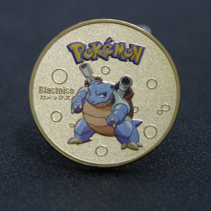 HULIANFU Pocket Monsters Gold Silver Coins Japanese Pokemon Anime Movie Around Coins Children's Cartoon Toys Small Gifts