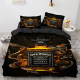 HULIANFU Interesting Cartoon Whisky Bedding Set Jack Daniels Duvet Cover Set Pillowcase Comforter Sets For Aldults Gift US EU AU UK Size