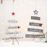 HULIANFU New Year  1PC 2D 3D Christmas Ornament Wooden Hanging Pendants Star Xmas Tree Bell Christmas Decorations For Home Navidad