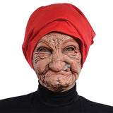 HULIANFU Realistic Halloween Headgear Smoking Old Lady Man Face Cover Latex Head Wear for Halloween Funny Party Cosplay Props Masks