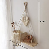 HULIANFU Macrame Shelves for Bedroom &amp; Plant Boho Home Decor Christmas Decoration Wooden Wall Shelf Candle Holder Floating Shelves Gift